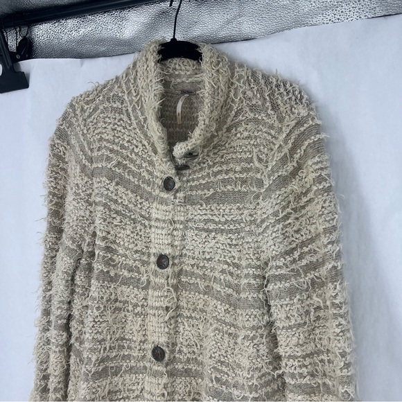 Free People Cream and Tan Teddy Jacket Cardigan - Picture 3 of 9